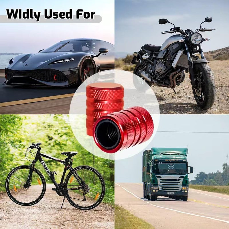 SYSDTTD 4-Piece Anodized Aluminum-Plastic Composite Tire Valve Stem Caps with Integrated Plastic Sleeve,Corrosion-Resistant and Universal Fit,Suitable for Cars, Trucks, and Motorcycles (Red) - Image 5